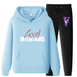 Vlone Hoodie & Pants 2 Piece Set Casual Loose Hoodie Sweatshirt