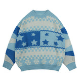 Man Fall Outfits Retro Alphabet Mixed Color Stripe Sweater Men and Women Loose