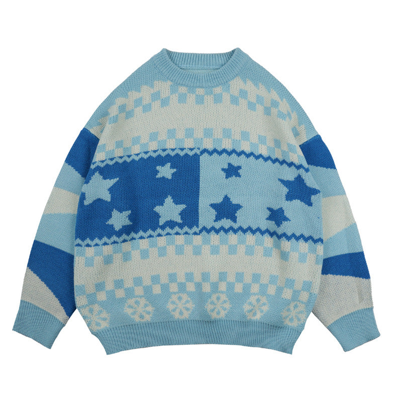 Man Fall Outfits round Neck Sweater Men's and Women's Loose High Street Casual Couple Sweater Coat