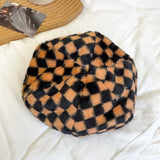 Vintage Check Bucket Hat Beret Plaid