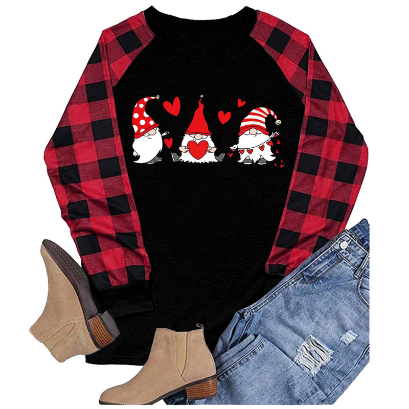 Valentine's Day T Shirt Heart Printing Cotton Women's Long Sleeve