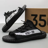 Mens Slide Coconut Slippers Summer Outdoor Fly Woven Mesh Beach Flip-Flops Shoes