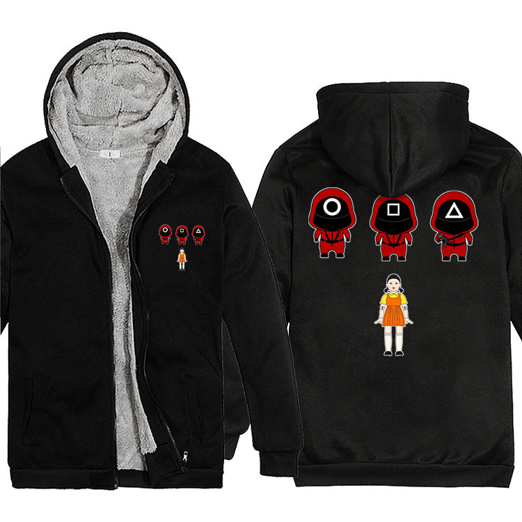 Squid Game Costume Printed Thickening Zip Sweater
