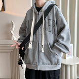 Men Hoodie Cardigan Sweater Teenagers Baggy Coat