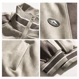 Man Fall Outfis Autumn Vintage Color Stitching Stand-Collar Top Men Hip Hop Loose Jacket Coat
