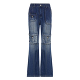 Julia Fox Low Rise Jeans Distressed Wide-Leg Pants Drape