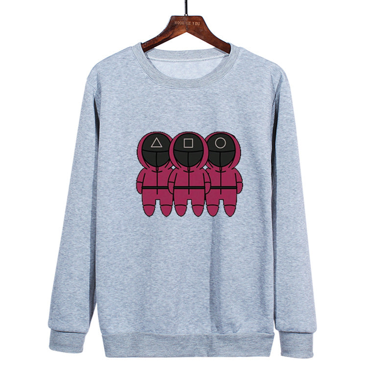Squid Game Costume round Six Cartoon Print round-Neck Pullover