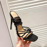 White Strappy Heels Women Sandals Roman Strap Stiletto Heel Women's Sandals