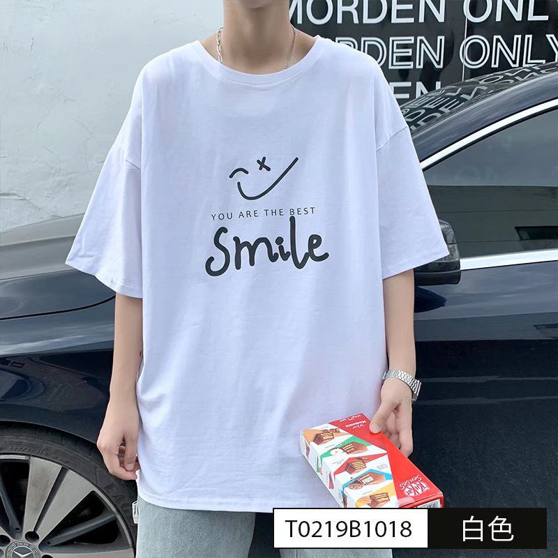 Men T-Shirts All-Match Loose Half Sleeve Print