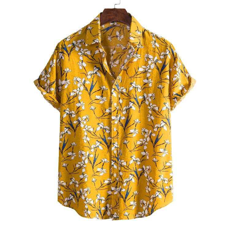 Camp Collar Shirt Printed Shirt Loose Floral Short Sleeve