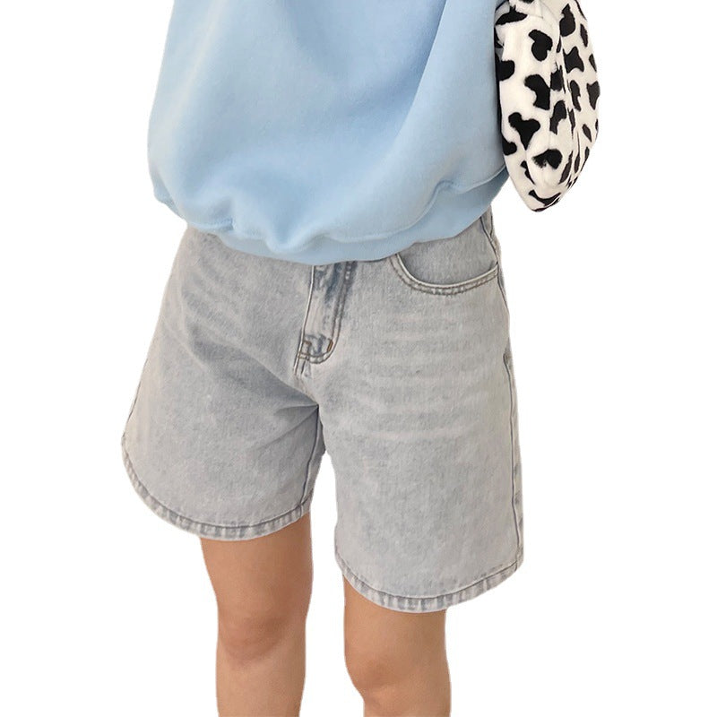 High Waisted Shorts Women's High Waist Denim Shorts Summer Loose-Fitting Slimming Pants