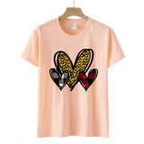 Valentine 'S Day T Shirts Couples Leopard Print Heart Printing Loose Pullover Women