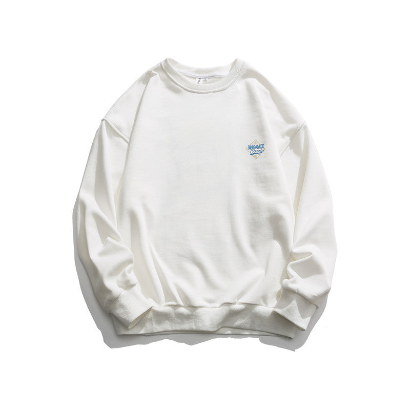 Man Fall Outfis Printed Crew Neck Sweatshirt Couple Loose Casual Bottoming Top