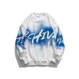 Crew Neck Sweatshirts for Men Men's Autumn Campus Student Sweater Printed Spray-Painted Top for Men