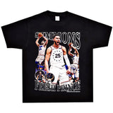 Basket Ball Star T Shirt Simmons Washed Distressed Printed Short Sleeve Cotton