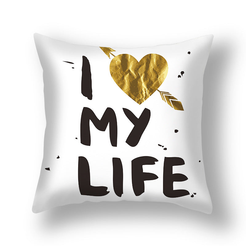 Valentine's Day Pillow Covers 4 Piece Random Styles Together, White Gold Color Love Valentine's Day Cushion Case Bedside Pillow Cover