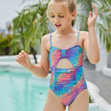 Children Swimsuit One-Piece Swimsuit Sling Colorful Girl