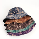 Bucket Hat Fishing Cap Cotton Print Fisherman Hat Letter Print Sun-Proof Basin Hat