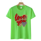 Valentine's Day T Shirts Couples Love Leopard Print Heart Printing Women's Pullover T-shirt