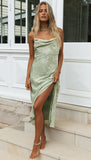 Kendall Jenner Wedding Guest Dress Slim Fit Slit Suspender Dress Sexy Swing Collar Backless Evening Dress