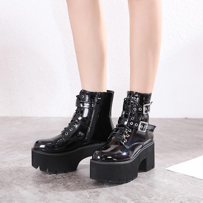 Platform Heels for Women Zipper Thick High Heel Boots