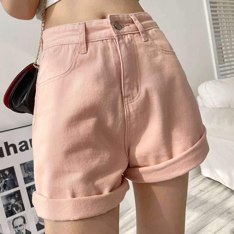 High Waisted Shorts Women's High Waist Denim Shorts Summer Loose-Fitting Slimming Pants