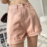 High Waisted Shorts Women's High Waist Denim Shorts Summer Loose-Fitting Slimming Pants