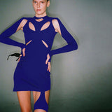 Music Festivals Rave Outfits Dress Summer Women's round Neck Long Sleeve Sexy Slim Dress