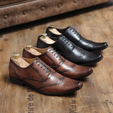 Men's Dress Shoes Classic Leather Oxfords Casual Cushioned Loafer Casual Leather Shoes Men Brown Youth Formal Wear Business