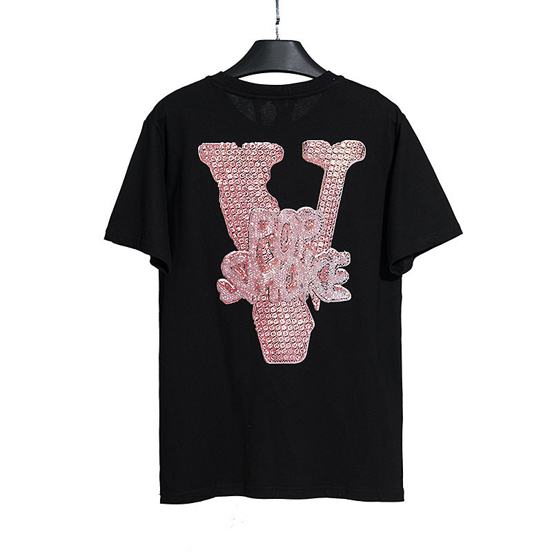 Vlone T Shirt Four Seasons Base Short Sleeve Vlone Palm Large V Printed Loose T-Shirt