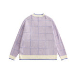 Men Sweater Color Matching Plaid Knitwear Men's Pullover