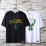 Basketball Sports T Shirt Nba Stag No. 34 Basketball Sports Student Short Sleeve T-Shirt Men