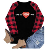 Valentine's Day T Shirt Heart Printing Cotton Women's Long Sleeve