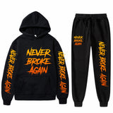 Never Broke Again Hoodie Casual Hooded Sweatshirt Casual Sports Pants