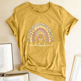 Valentine's Day T Shirt Women's Short-Sleeved T-shirt Heart Leopard Print Cotton