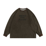 Man Fall Outfis Autumn Japanese Retro Crew Neck Sweatshirt Student Undershirt