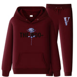 Vlone Hoodie & Pants 2 Piece Set V Printing Stylish Casual Hooded