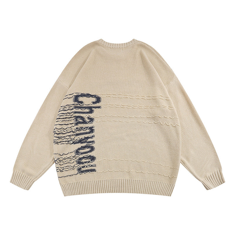 Men Sweater Cartoon Bear Embroidery Knitwear Men's Street Pullover