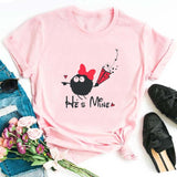 Valentine's Day T Shirts Couples T-shirt Heart Printing Women's Base Shirt round Neck plus Size
