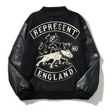 Cardigan Baseball Jacket Cr Rep Black Five Limited Evil Dog Embroidery Stitching Leather Sleeve Baseball Uniform