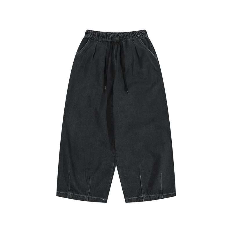 Man Fall Outfis Distressed Straight-Leg Pants Hip Hop Loose Wide Leg Retro Washed