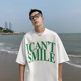 Men T-Shirts Letter Print Loose Half Sleeve