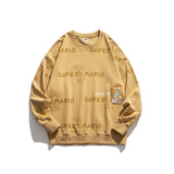 Crew Neck Sweatshirts for Men Men's Cartoon Mario Fun Printing Casual round Neck Sweater Male