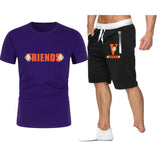 Vlone T Shirts & Shorts 2 Piece Set Large V Printed Short Sleeve Loose Short Sleeve T-Shirt Shorts