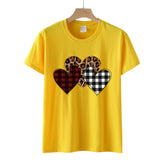Valentine's Day T Shirts Couples Color Leopard Print Heart Printing Pullover Short Sleeve T-shirt