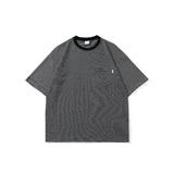 Men T Shitrs Striped Printed Round Neck Loose