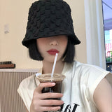 Vintage Check Bucket Hat Bubble Lattice Big Head Circumference Hat