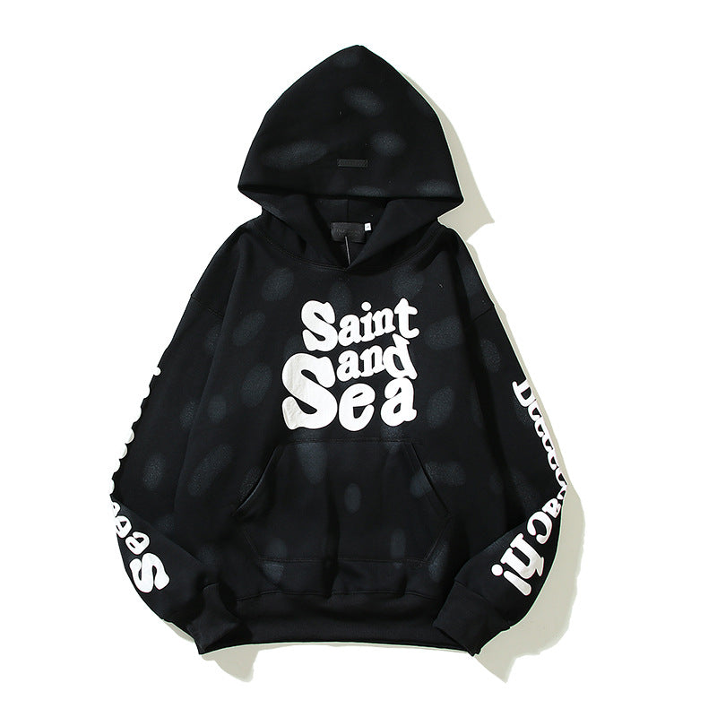 Kanye West Sunday Service Hoodie Autumn And Winter Foam Letters Printed Hoodie Fleece Lined