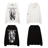Man Fall Outfits Hip Hop Print Loose Shoulder Hooded Sweater for Men and Women