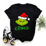 Men and Women Grinch Shirt Grinch Print Oversized Loose-Fitting T-shirt